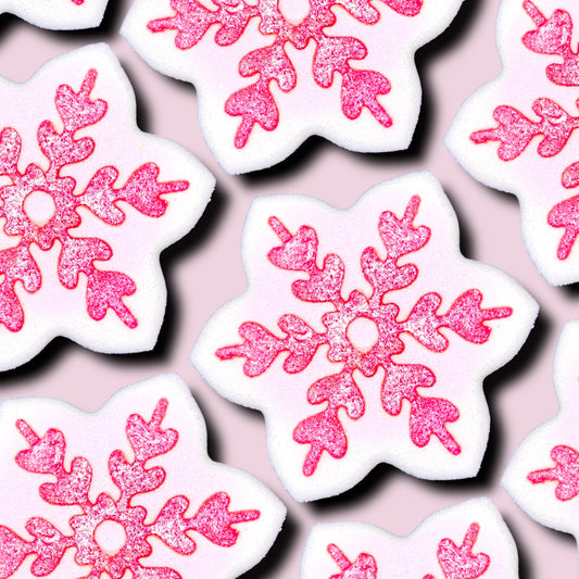 Large White & Pink Snowflake Bath Bomb