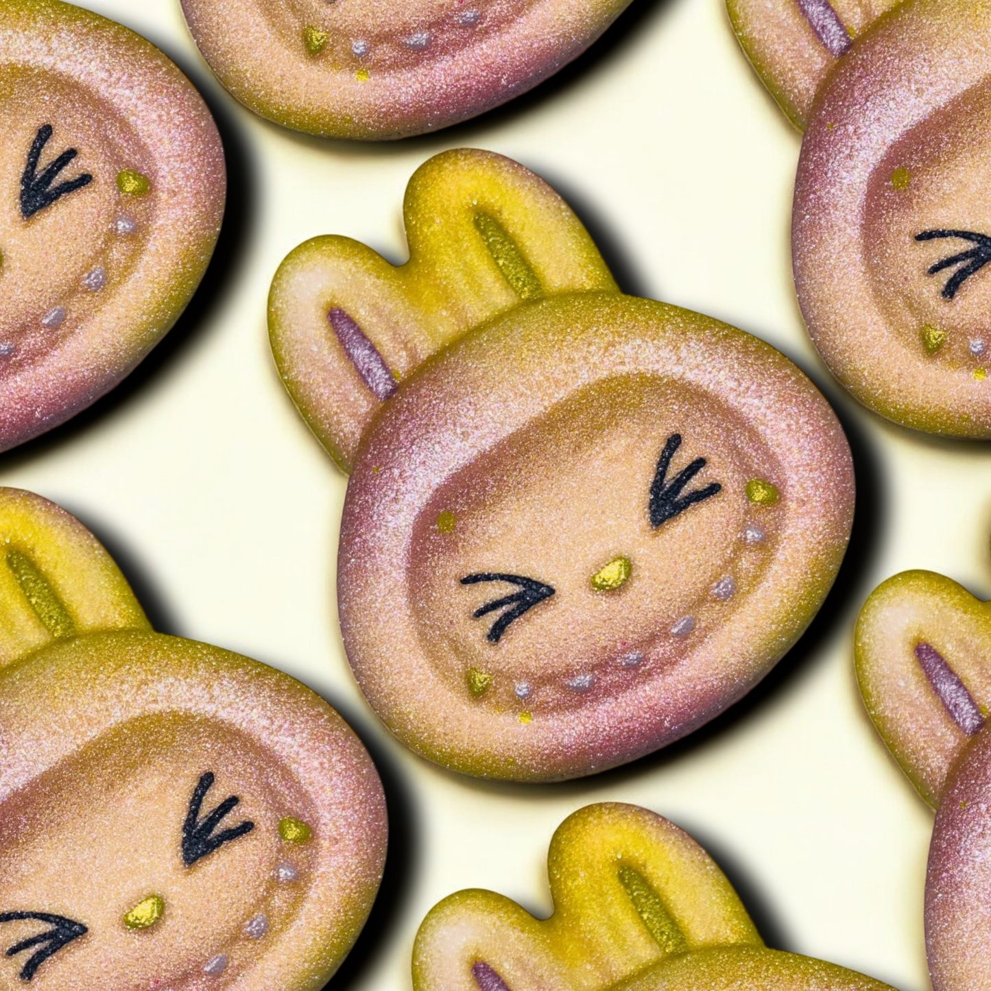 Yellow/Pink eyes closed lab Bath Bomb