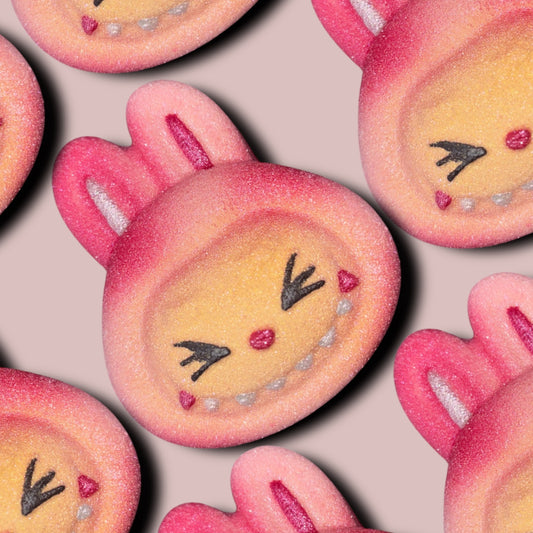 Pink eyes closed lab Bath Bomb