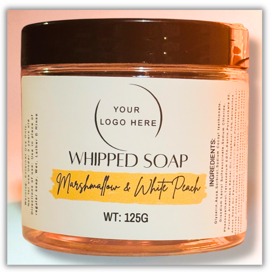 Large Marshmallow & White Peach Whipped Soap 125G