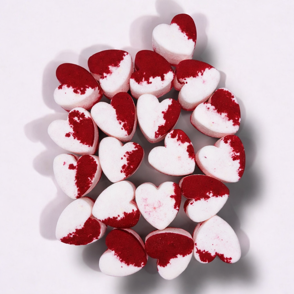20 Mini Heart Bath Bombs - Roulette Rouge