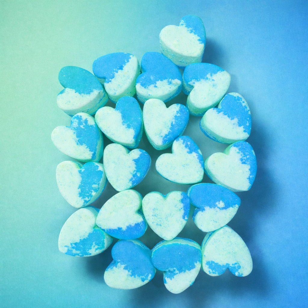 20 Mini Heart Bath Bombs - Eucalyptus & Mint
