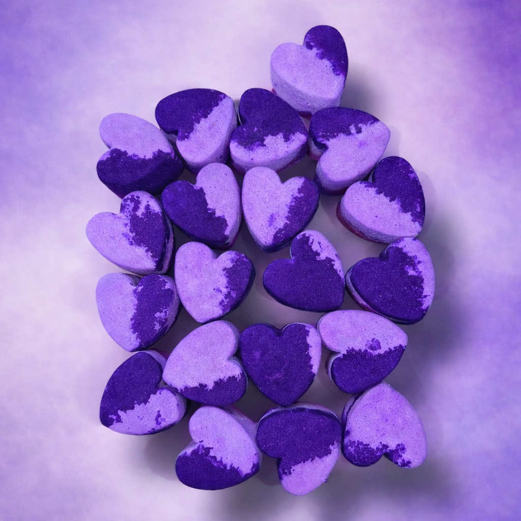20 Mini Heart Bath Bombs - Lavender